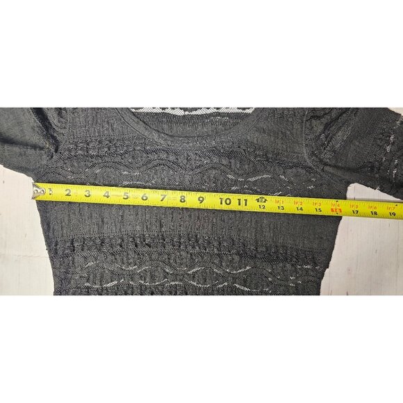 EXPRESS S BLACK FLORAL LACE SEMI SHEER LONG SLEEVE BLOUSE TOP - Picture 4 of 12